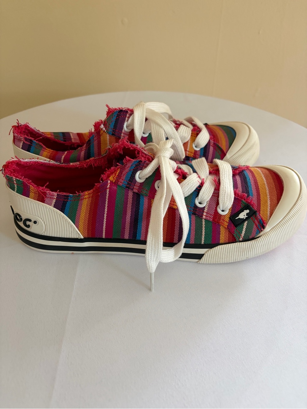 Rocket Dog Multicolor Striped Canvas Sneakers with White Laces